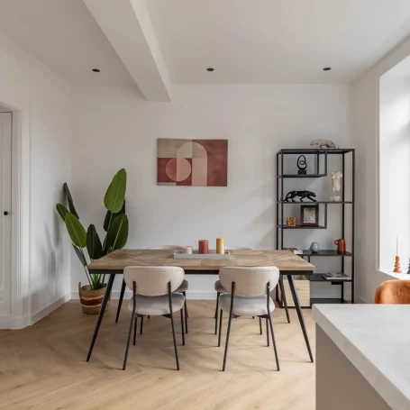 Floer-floerboden-Walfischgrät-Klick-Vinylboden-Bryde-Braun-Esszimmer-Einrichtung