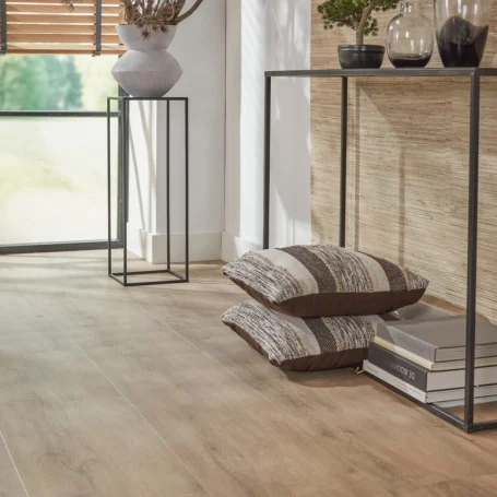 Floer Landhaus Klick Vinyl Boden Graue Eiche Wohnzimmer