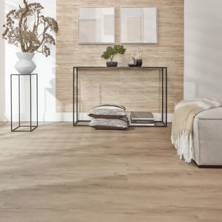 Floer Landhaus Klick Vinyl Boden Graue Eiche Wohnzimmer