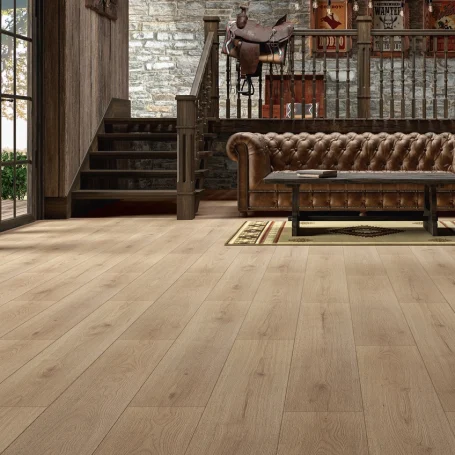 Floer Hybrid Laminat Fischgrät boden Ghent Graubeige Eiche stimmungsbild